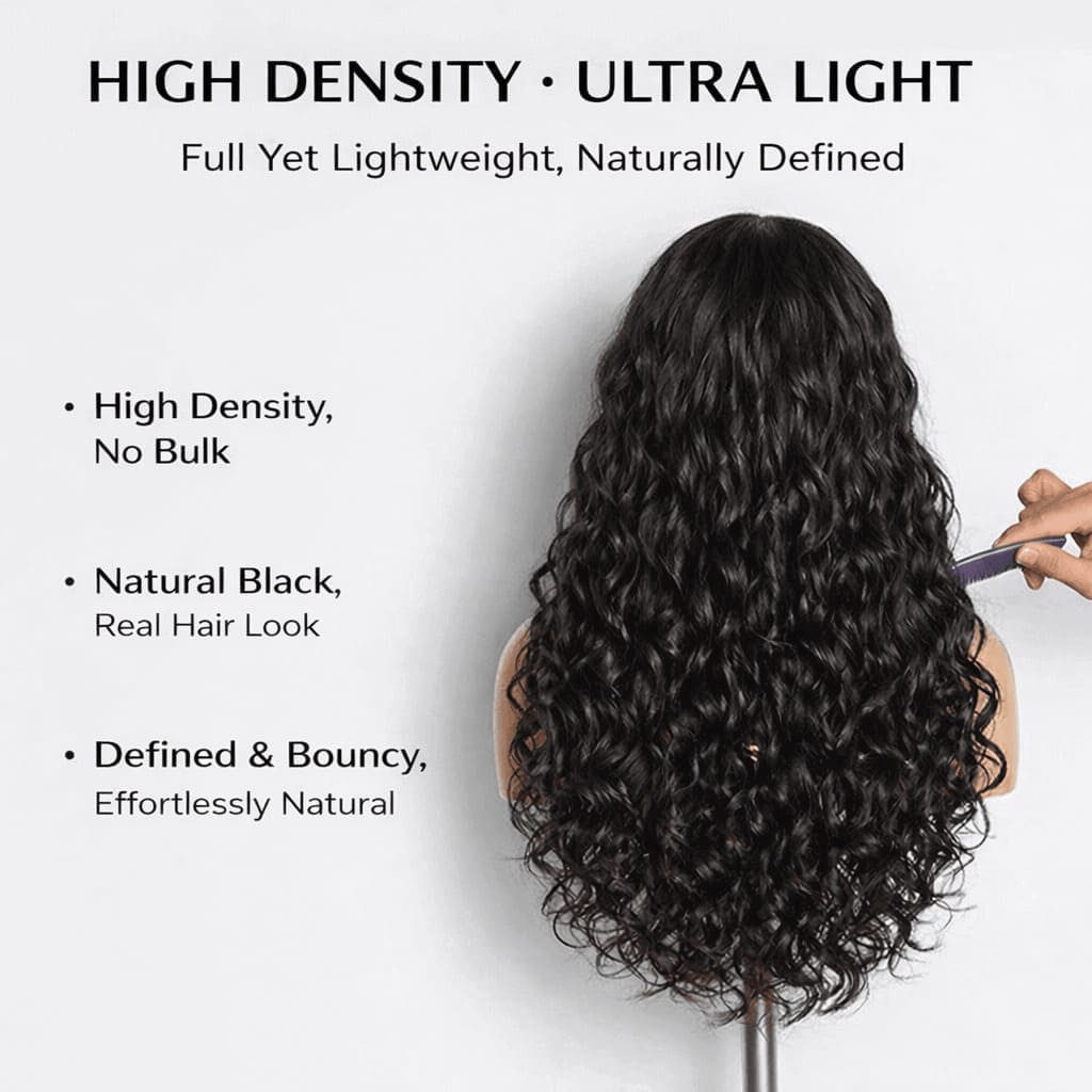 Natural Black 13x4 HD Lace Water Wave Wig — Glueless Raw Remy Hair