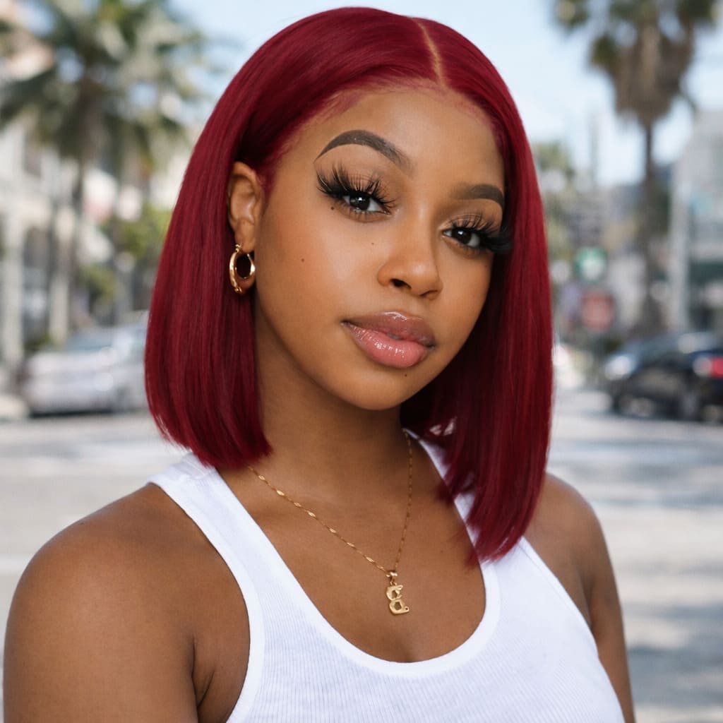99J Burgundy 13x4 HD Lace Glueless Bob Wig | FlexiGrip™