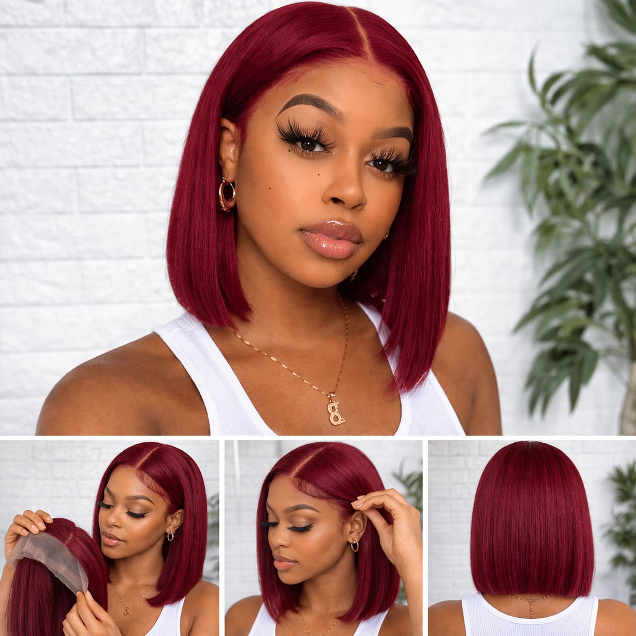 99J Burgundy 5x5 HD Lace Glueless Bob Wig | FlexiGrip™