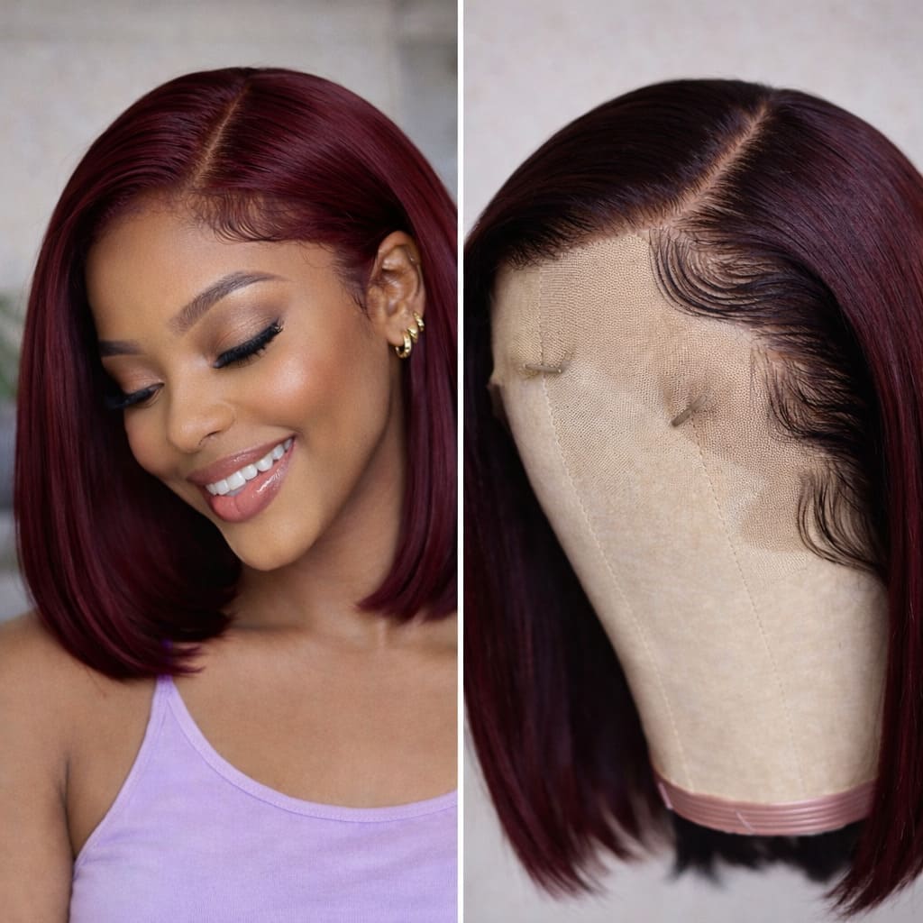 99J Burgundy 5x5 HD Lace Glueless Bob Wig | FlexiGrip™