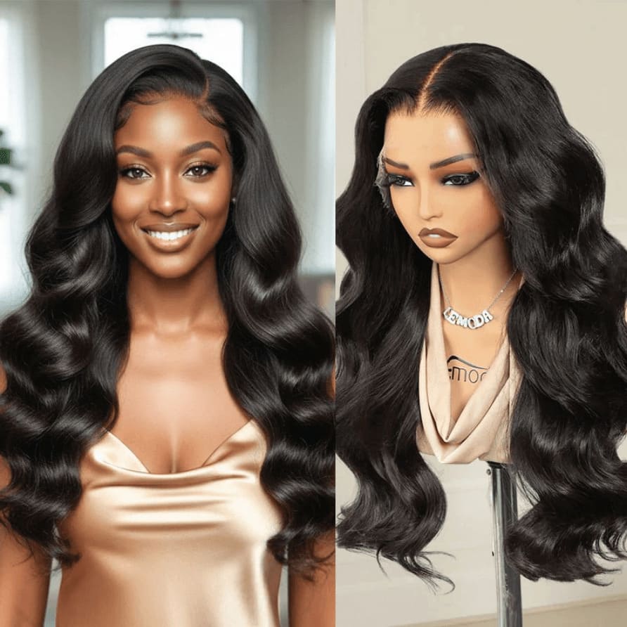 Natural Black 13x6 HD Lace Body Wave Glueless Wig | Raw Remy Human Hair