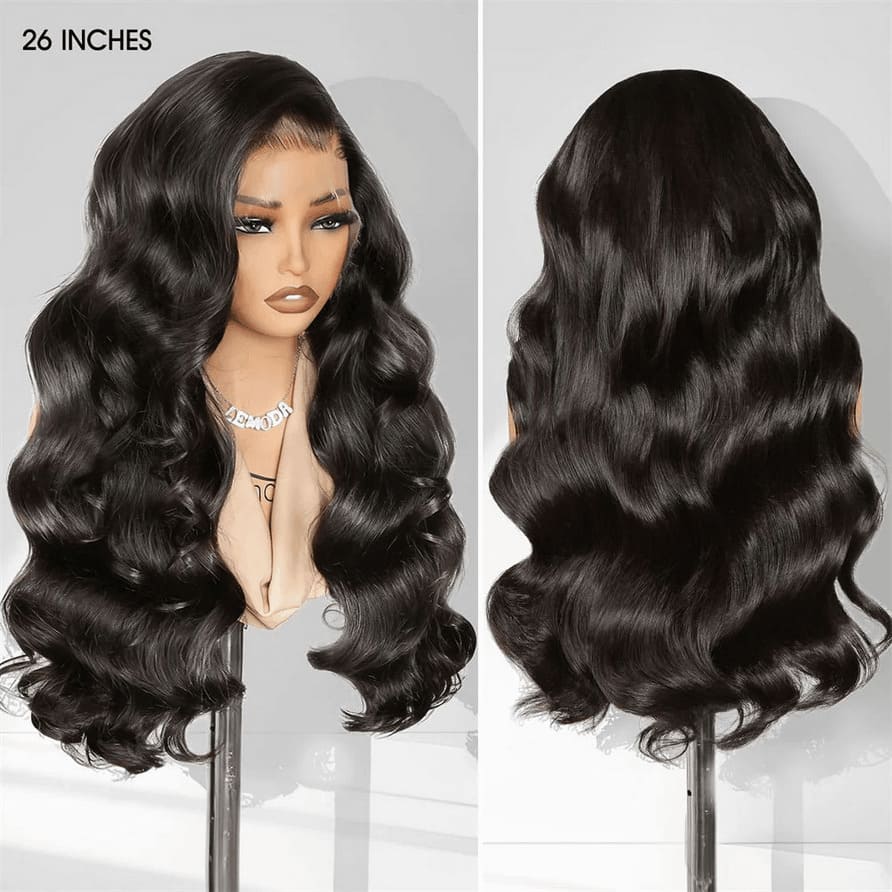 Natural Black 13x6 HD Lace Body Wave Glueless Wig | Raw Remy Human Hair