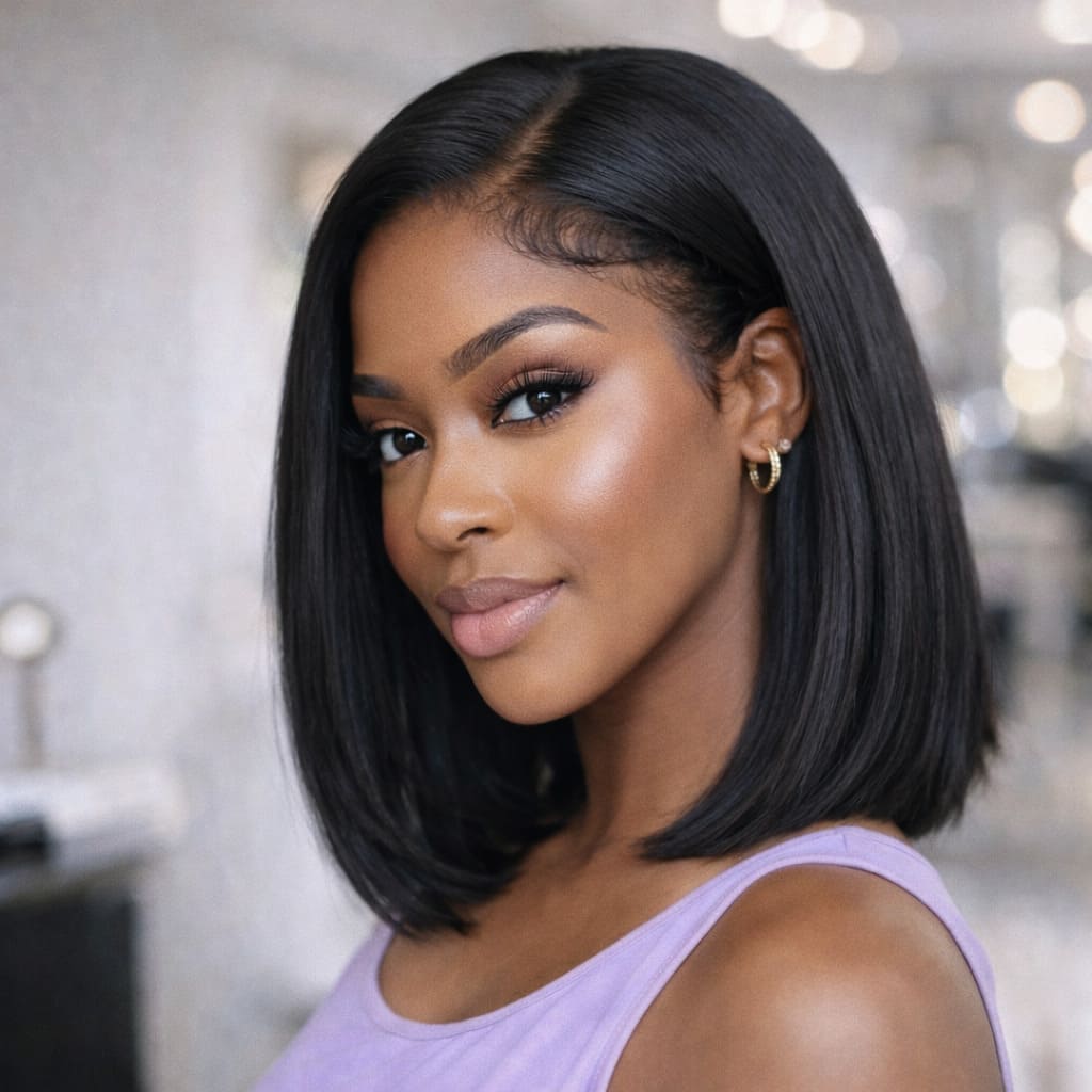 Natural Black Straight Glueless Bob Wig (13x4 HD Lace) — Natural, Beginner-Friendly & Ready to Wear | FlexiGrip™