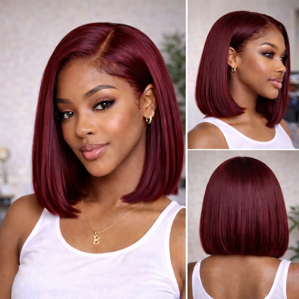 99J Burgundy 5x5 HD Lace Glueless Bob Wig | FlexiGrip™