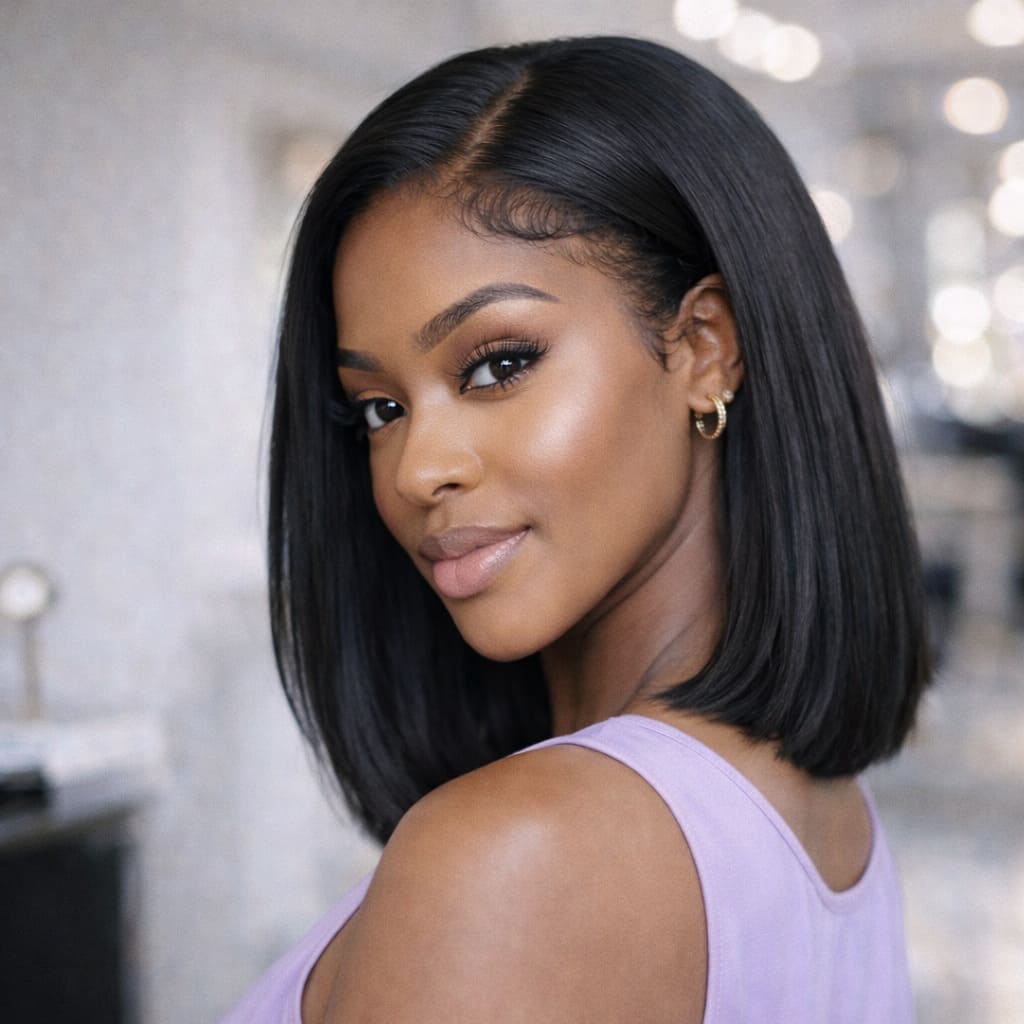 Natural Black Straight Glueless Bob Wig (13x4 HD Lace) — Natural, Beginner-Friendly & Ready to Wear | FlexiGrip™