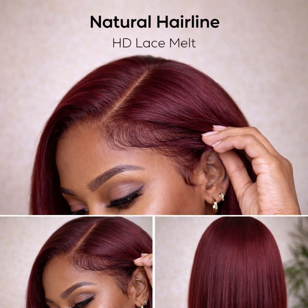 99J Burgundy 5x5 HD Lace Glueless Bob Wig | FlexiGrip™