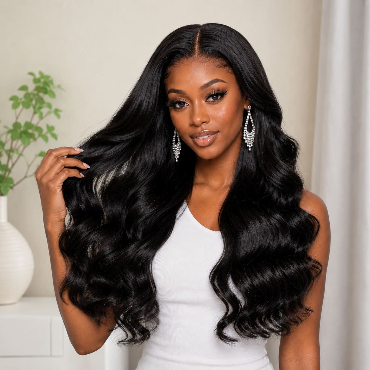Natural Black 13x6 HD Lace Body Wave Glueless Wig | Raw Remy Human Hair