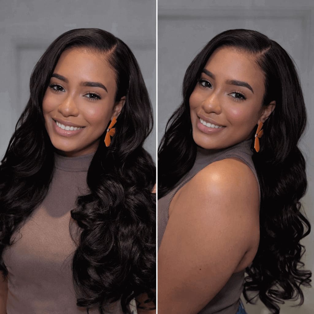 Natural Black 13x6 HD Lace Body Wave Glueless Wig | Raw Remy Human Hair