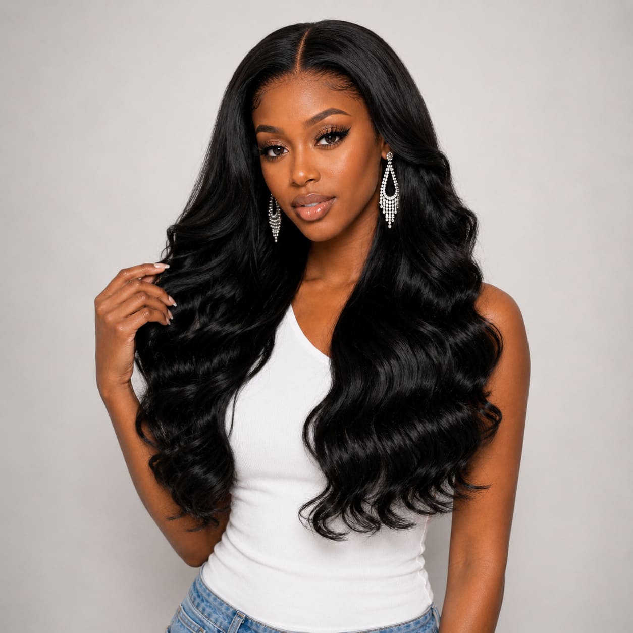 Natural Black 13x6 HD Lace Body Wave Glueless Wig | Raw Remy Human Hair