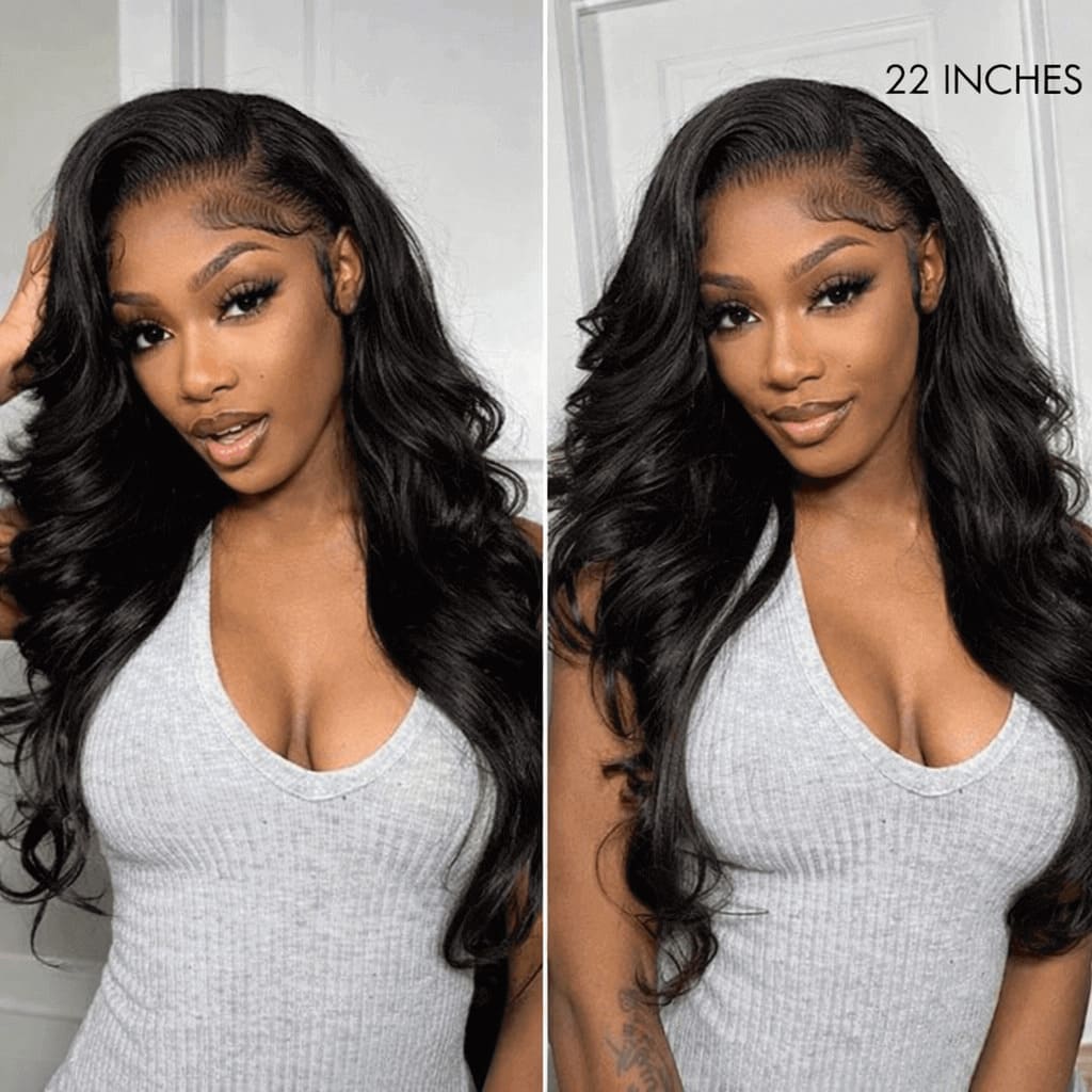 Natural Black 13x6 HD Lace Body Wave Glueless Wig | Raw Remy Human Hair