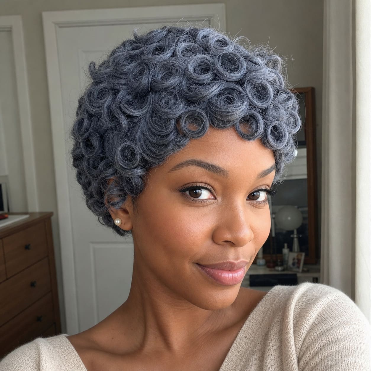 Glueless Pin Curl Pixie Cut Human Hair Wig