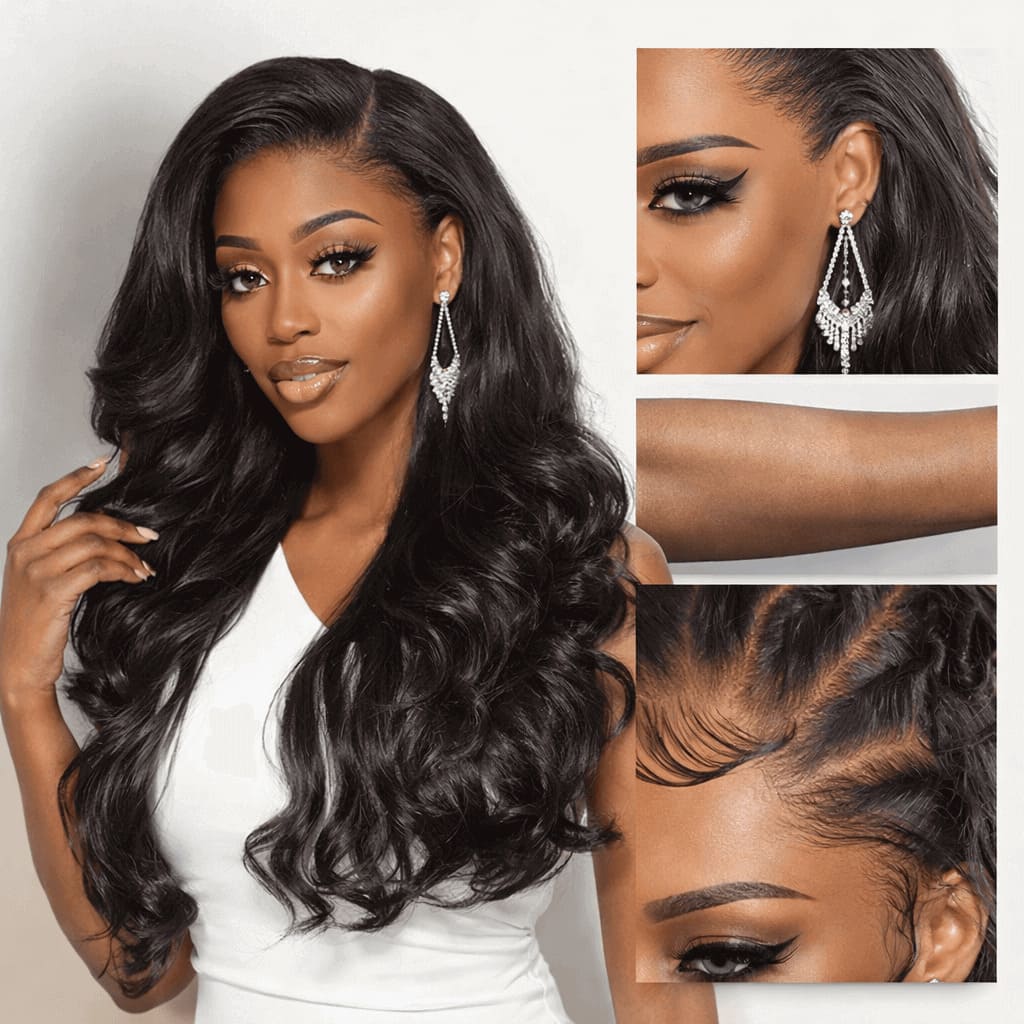 Natural Black 13x6 HD Lace Body Wave Glueless Wig | Raw Remy Human Hair