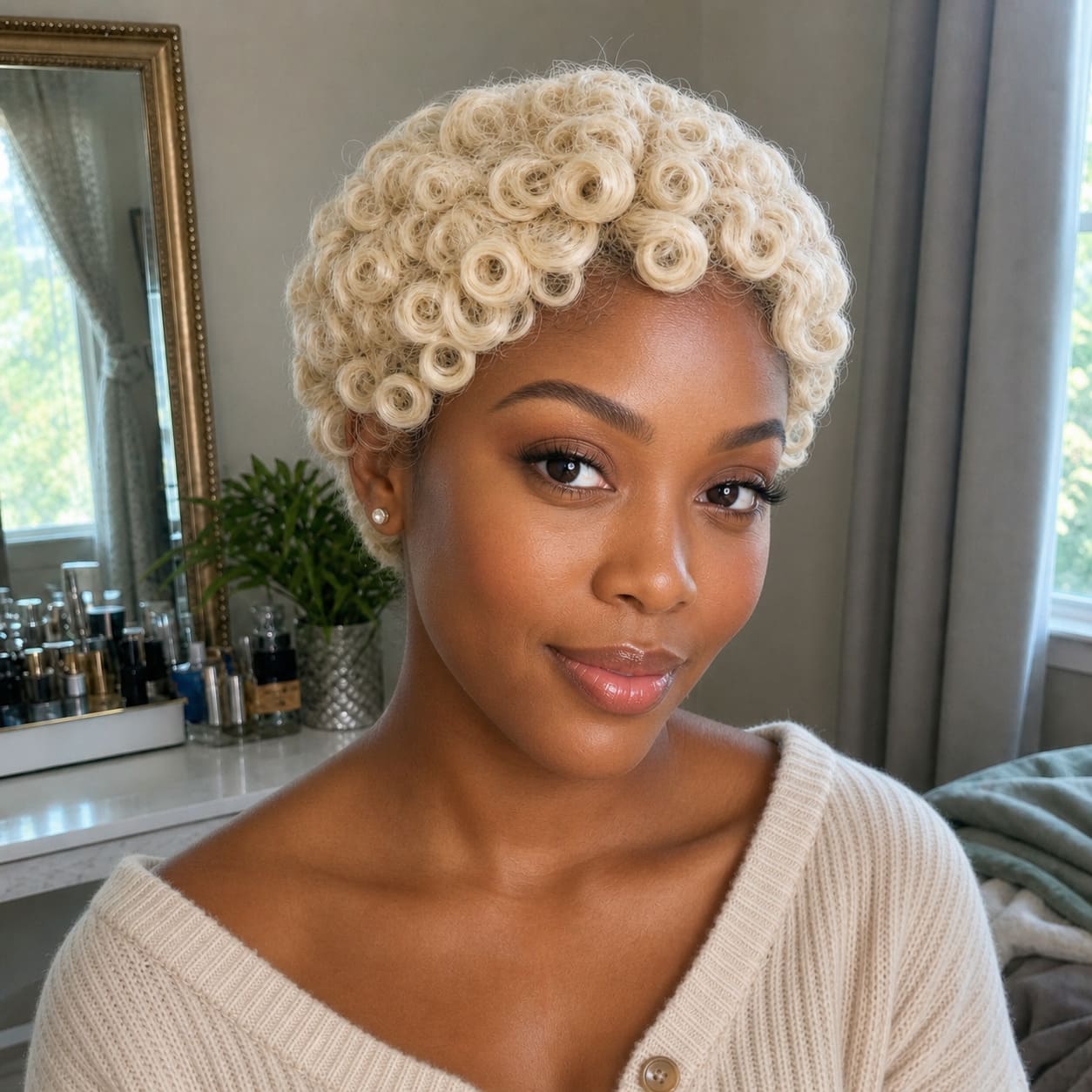 Glueless Pin Curl Pixie Cut Human Hair Wig