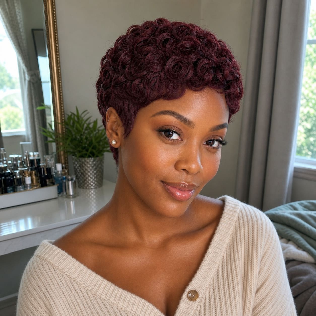 Glueless Pin Curl Pixie Cut Human Hair Wig