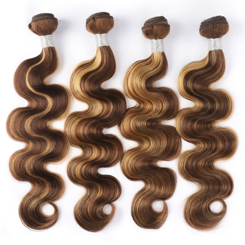 P4/27 Highlight Human Hair Bundles – Brown & Honey Blonde