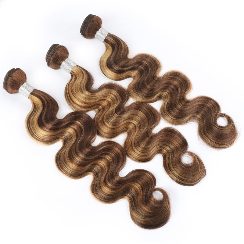 P4/27 Highlight Human Hair Bundles – Brown & Honey Blonde