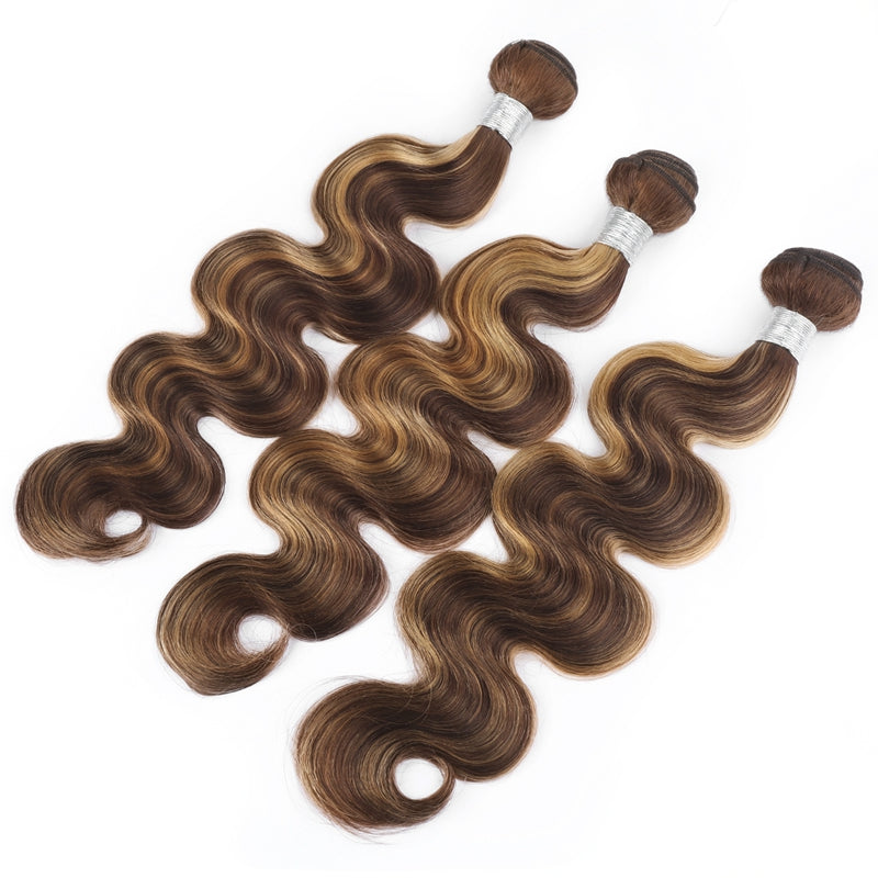 P4/27 Highlight Human Hair Bundles – Brown & Honey Blonde