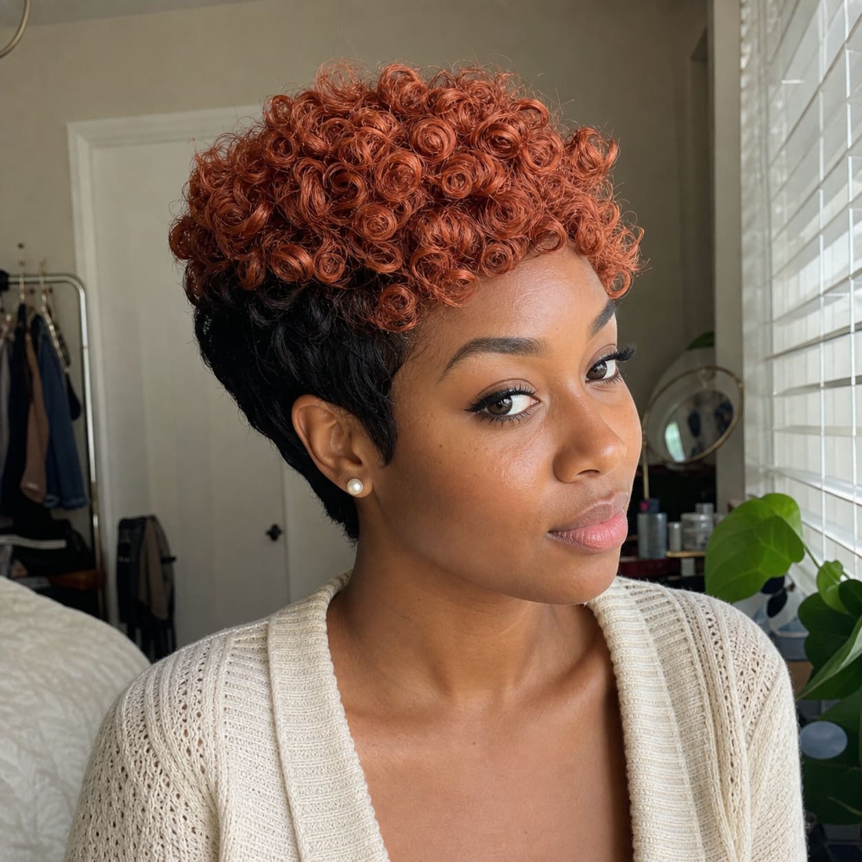 Glueless Pin Curl Pixie Cut Human Hair Wig