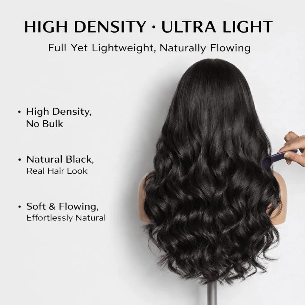 Natural Black 13x6 HD Lace Body Wave Glueless Wig | Raw Remy Human Hair