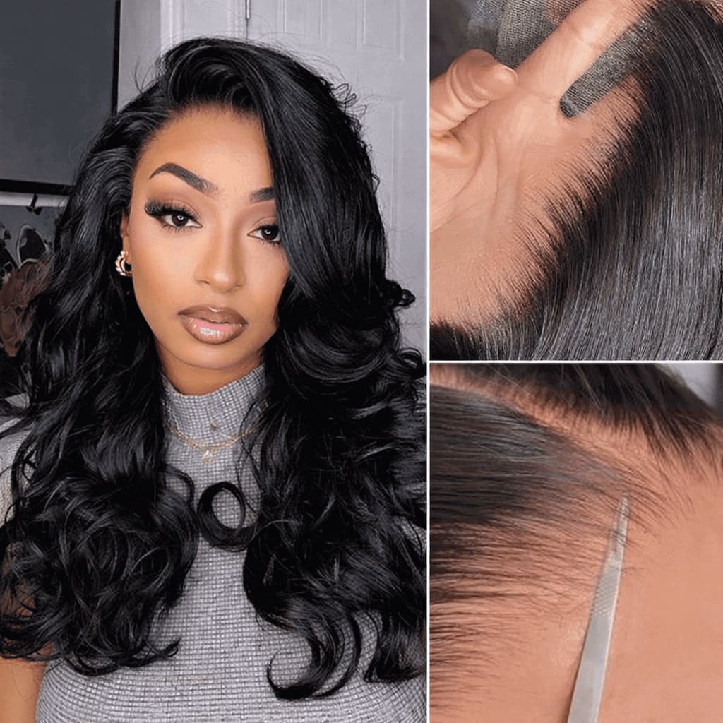 Natural Black 13x6 HD Lace Body Wave Glueless Wig | Raw Remy Human Hair
