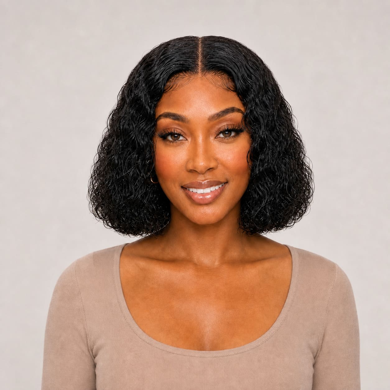Natural Black Water Wave Bob Wig