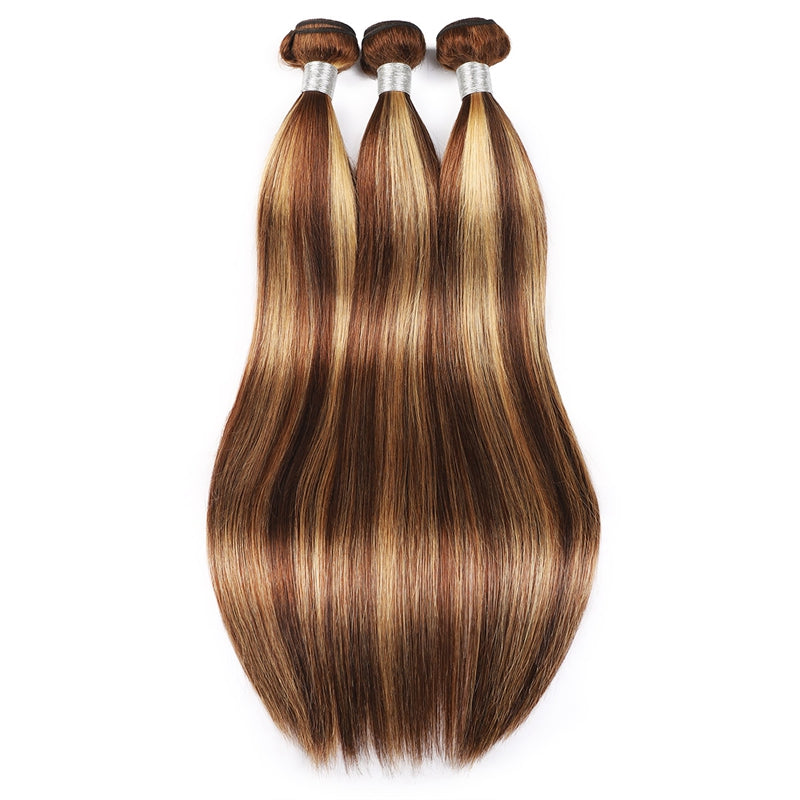 P4/27 Highlight Human Hair Bundles – Brown & Honey Blonde