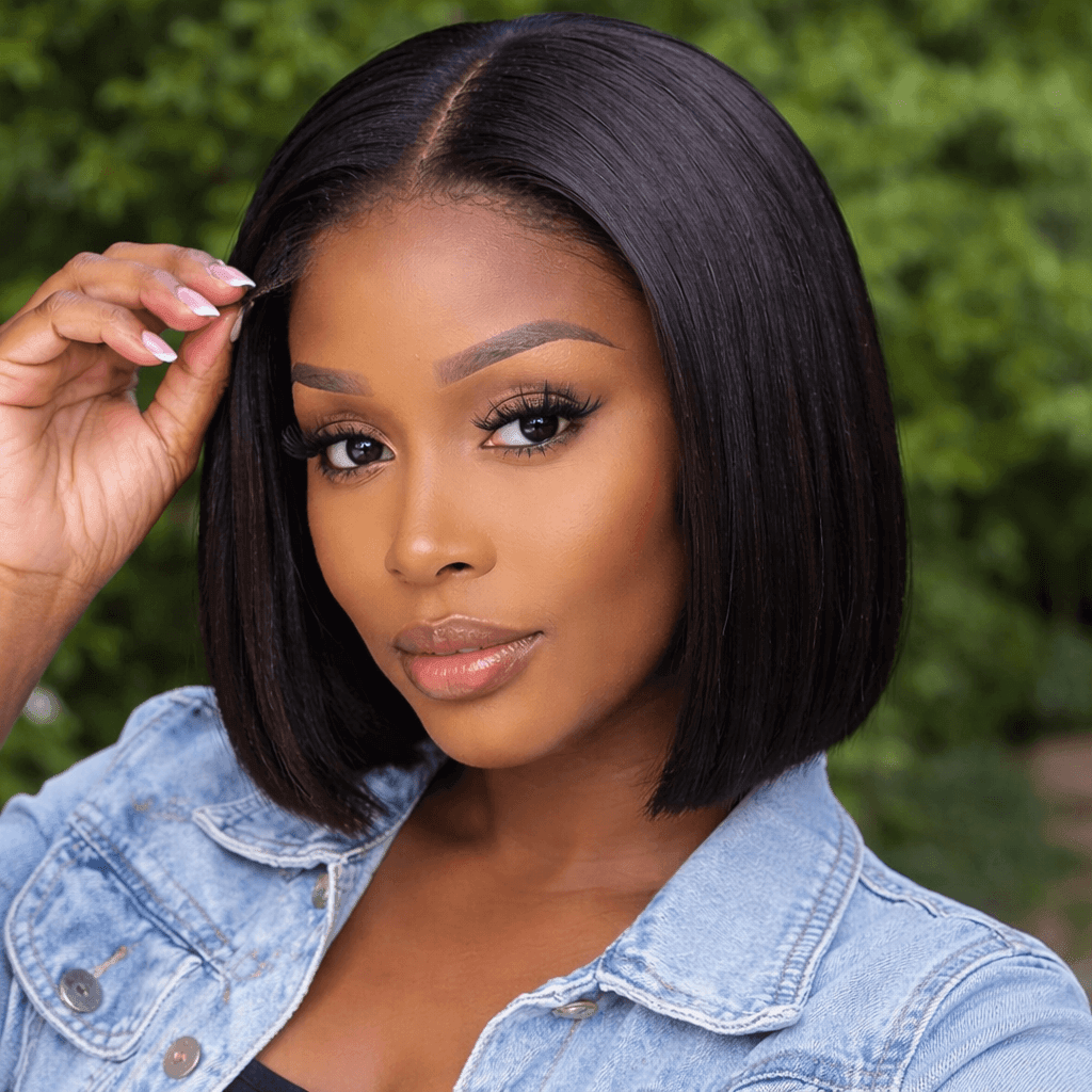 100% VIRGIN HUMAN HAIR STRAIGHT BOB 5X5 HD LACE FRONT WIG - PRE-CUT & GLUELESS