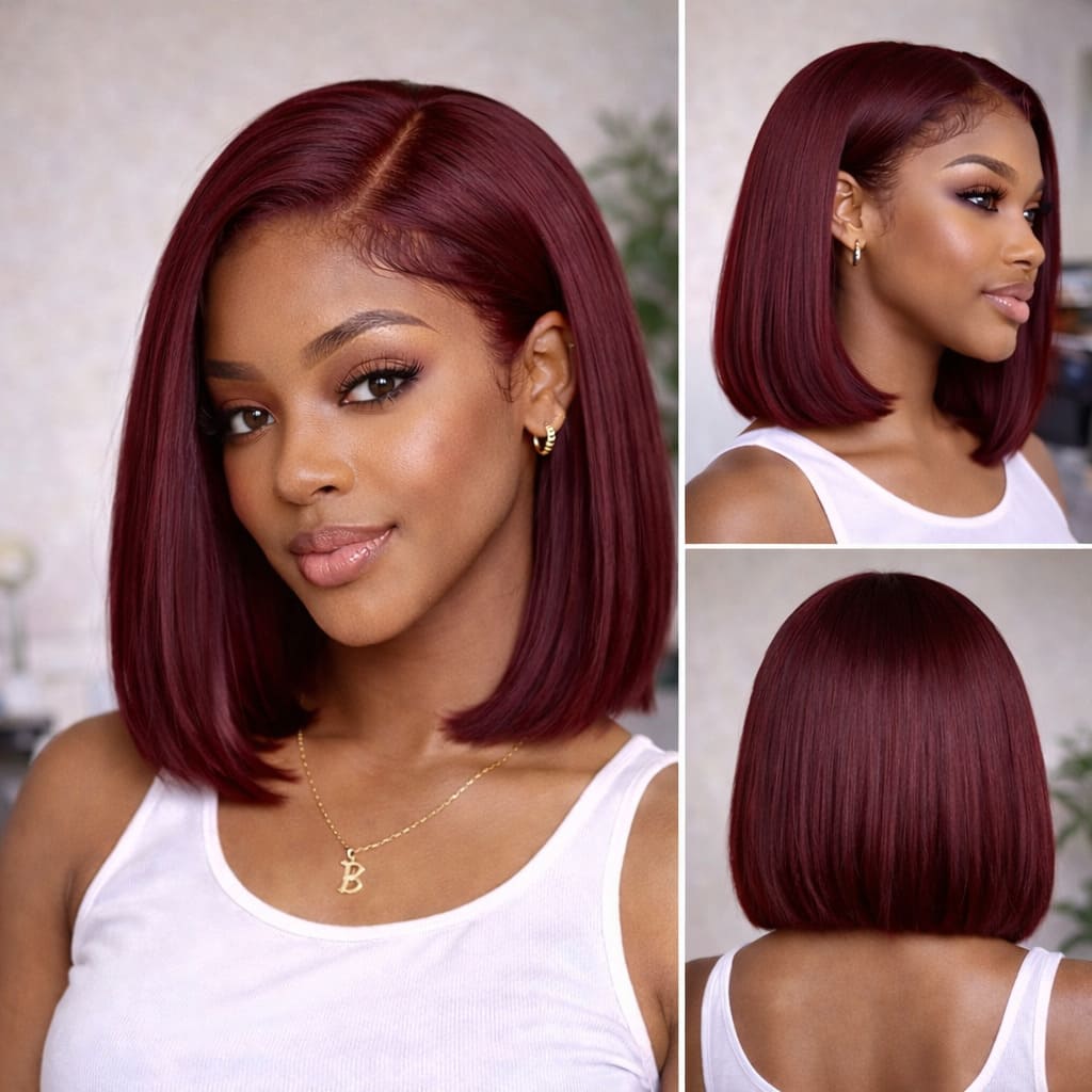 99J Burgundy 13x6 HD Lace Glueless Bob Wig | FlexiGrip™