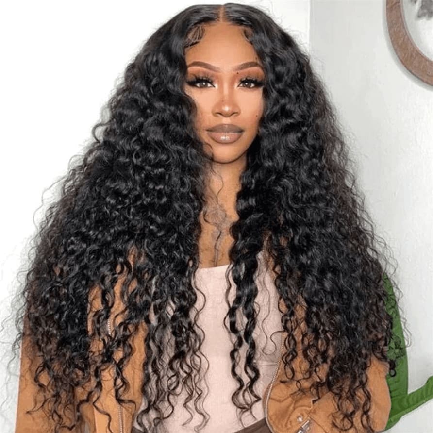 Natural Black 13x4 HD Lace Water Wave Wig — Glueless Raw Remy Hair