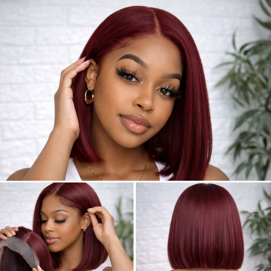 99J Burgundy 13x6 HD Lace Glueless Bob Wig | FlexiGrip™