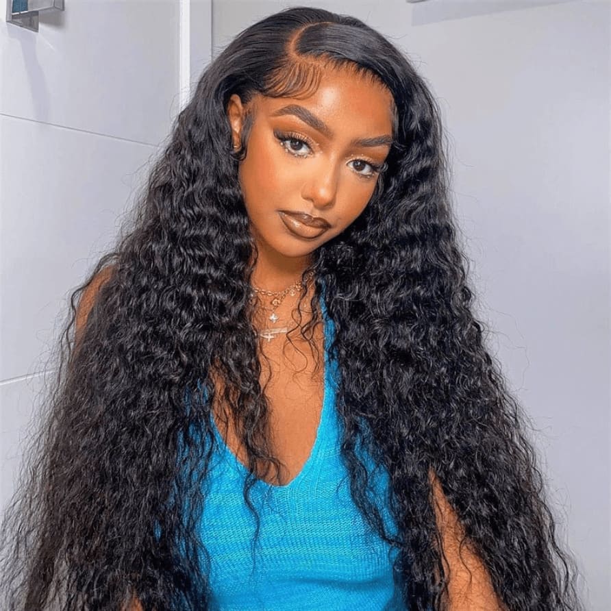 Natural Black 13x4 HD Lace Water Wave Wig — Glueless Raw Remy Hair