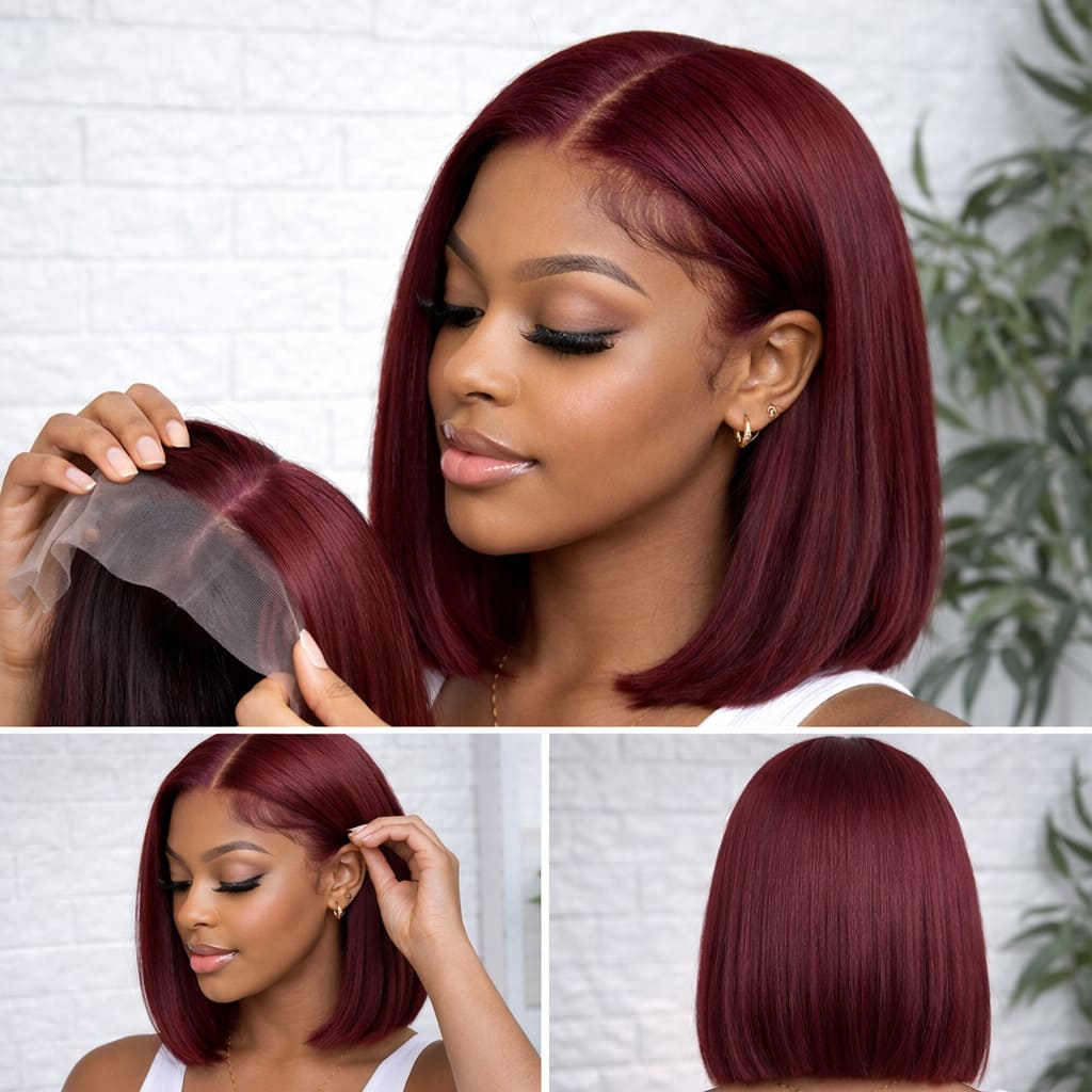 99J Burgundy 13x6 HD Lace Glueless Bob Wig | FlexiGrip™