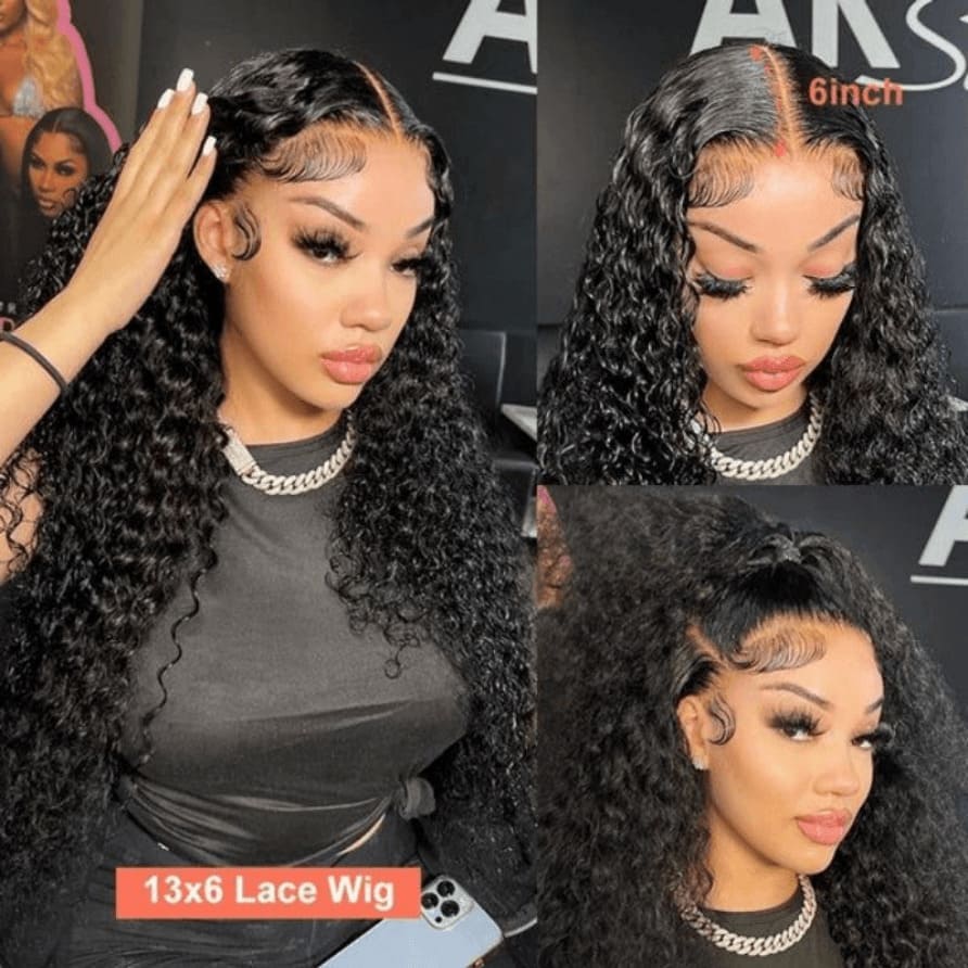 Natural Black 13x4 HD Lace Water Wave Wig — Glueless Raw Remy Hair