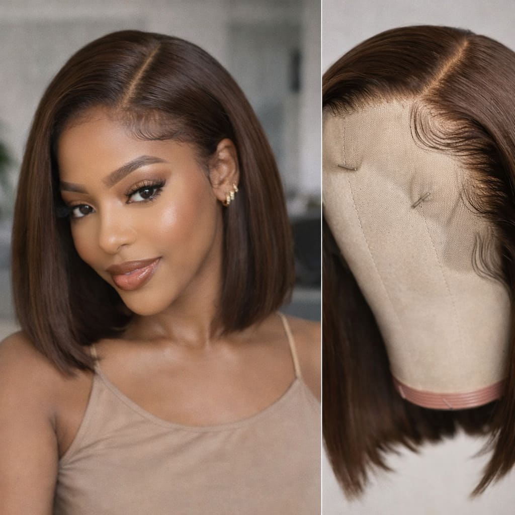#4 Brown 13x4 HD Lace Glueless Bob Wig | FlexiGrip™