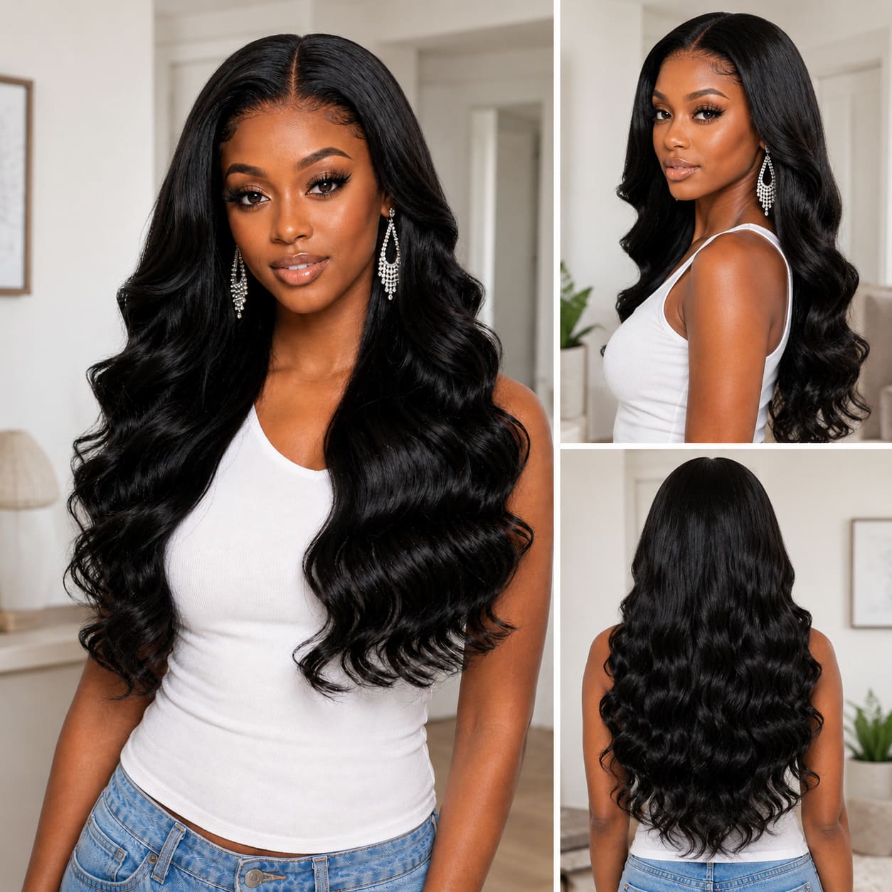 Natural Black 13x6 HD Lace Body Wave Glueless Wig | Raw Remy Human Hair