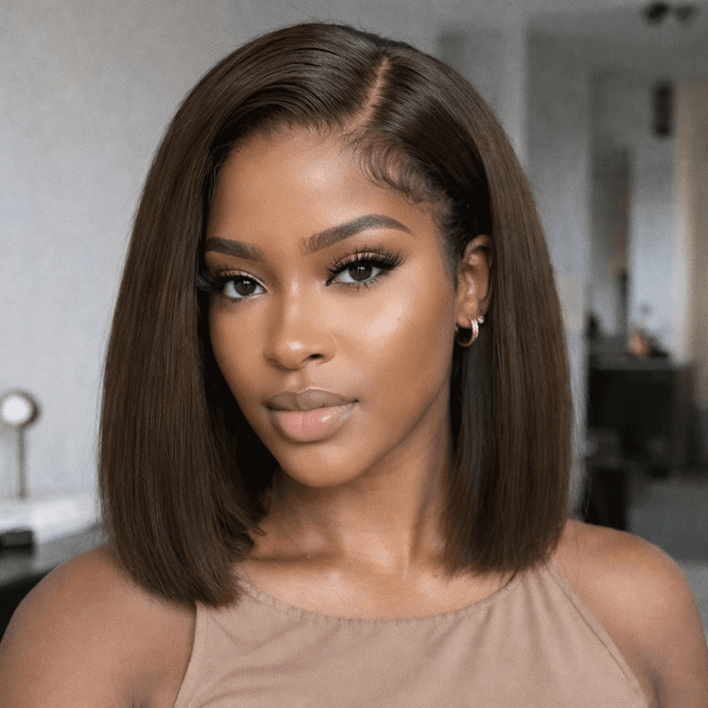 #4 Dark Brown 13x6 HD Lace Frontal Bob Wig 190%/210% Density 100% Virgin Human Hair