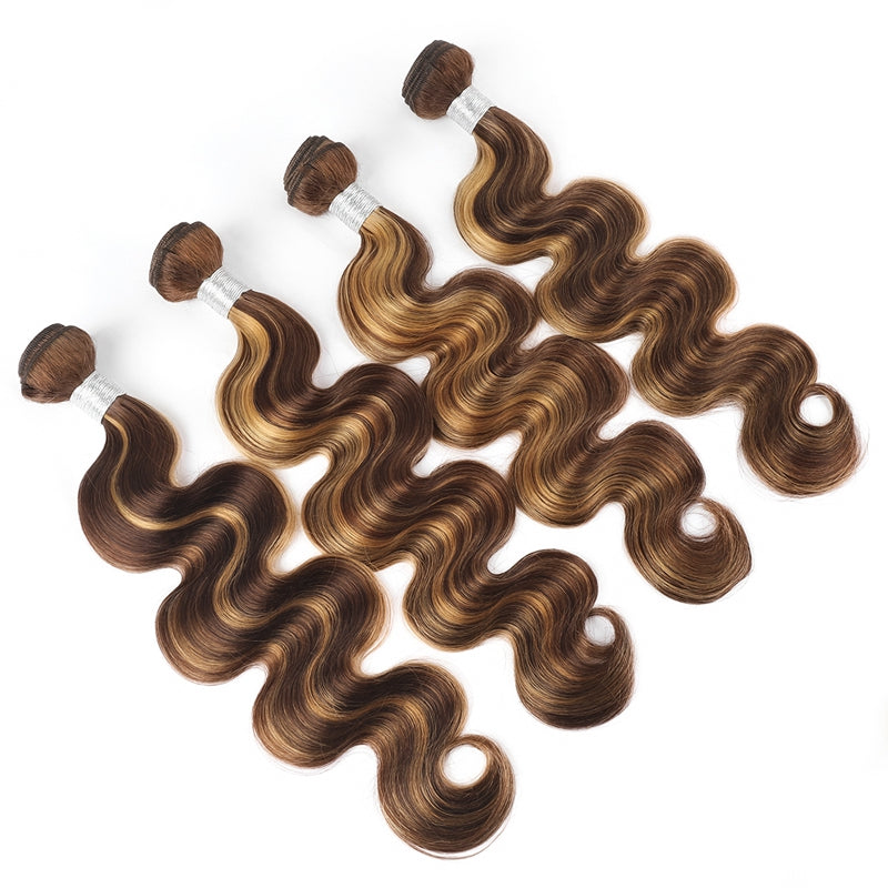 P4/27 Highlight Human Hair Bundles – Brown & Honey Blonde