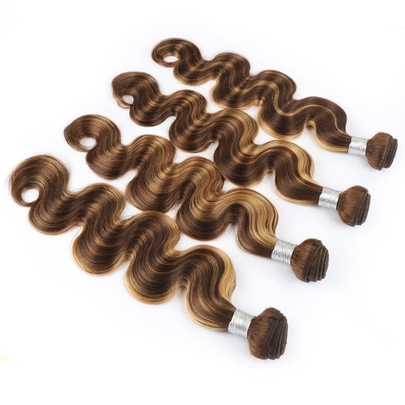 P4/27 Highlight Human Hair Bundles – Brown & Honey Blonde