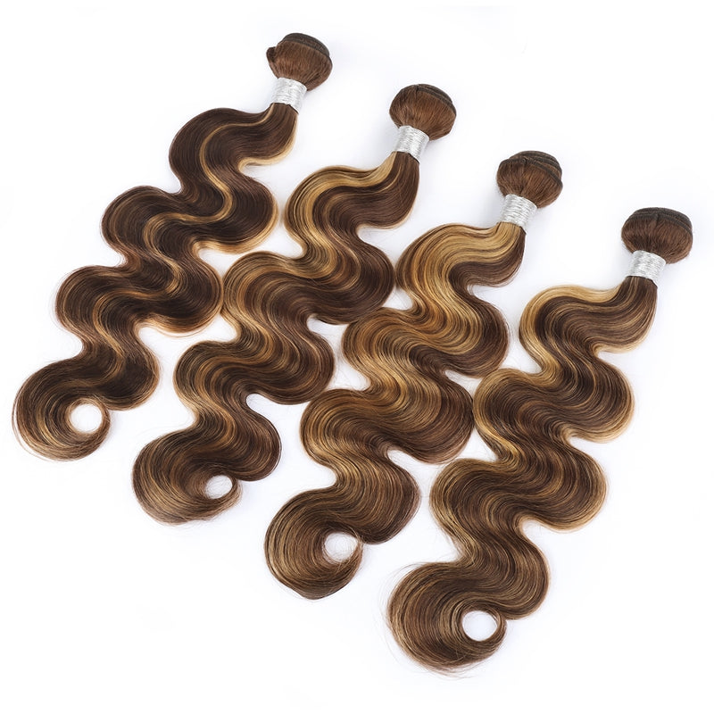 P4/27 Highlight Human Hair Bundles – Brown & Honey Blonde