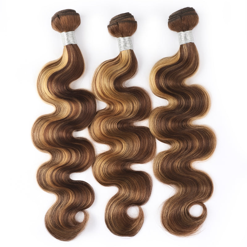 P4/27 Highlight Human Hair Bundles – Brown & Honey Blonde