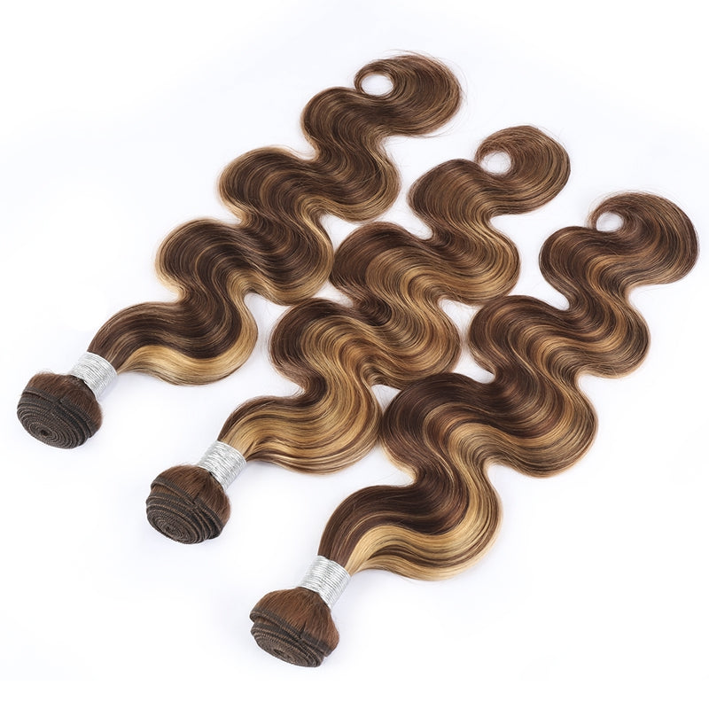 P4/27 Highlight Human Hair Bundles – Brown & Honey Blonde