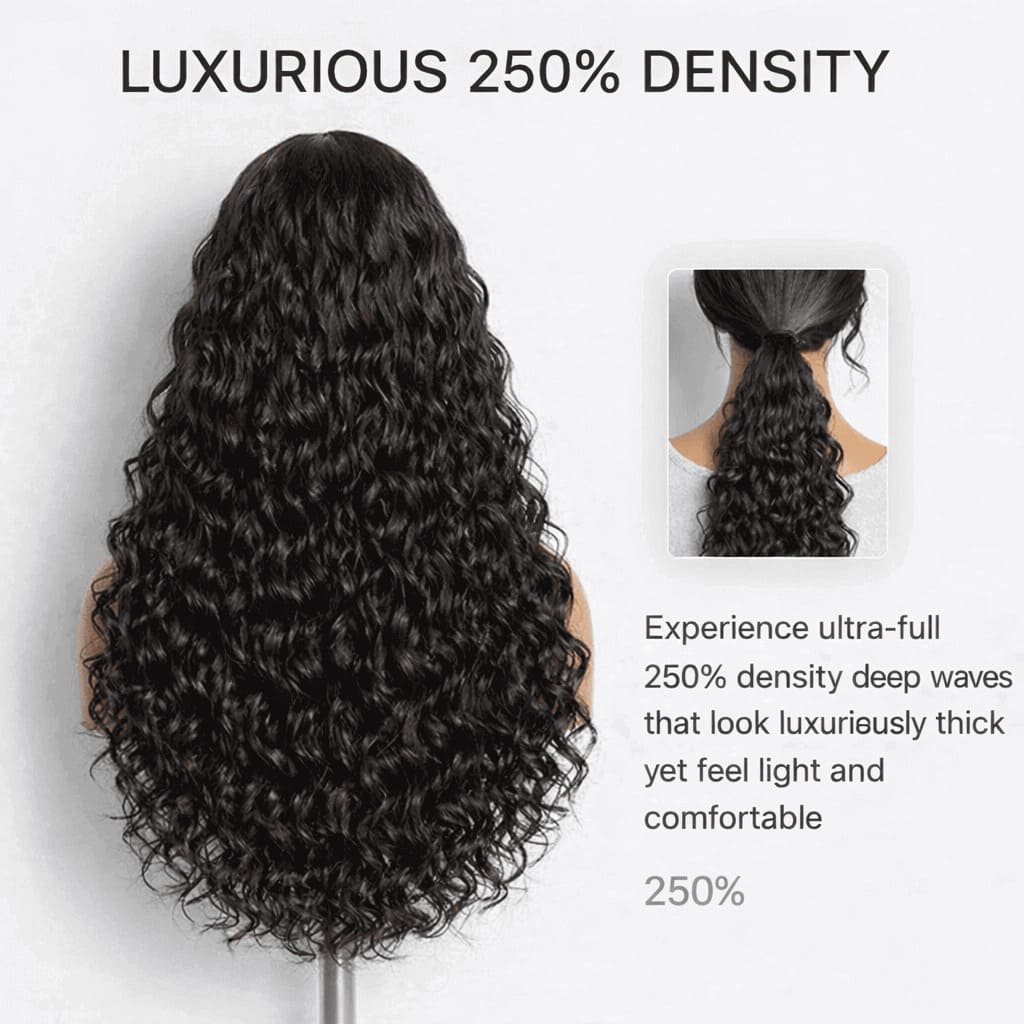 Natural Black 13x4 HD Lace Deep Wave Wig — Glueless Raw Remy Hair