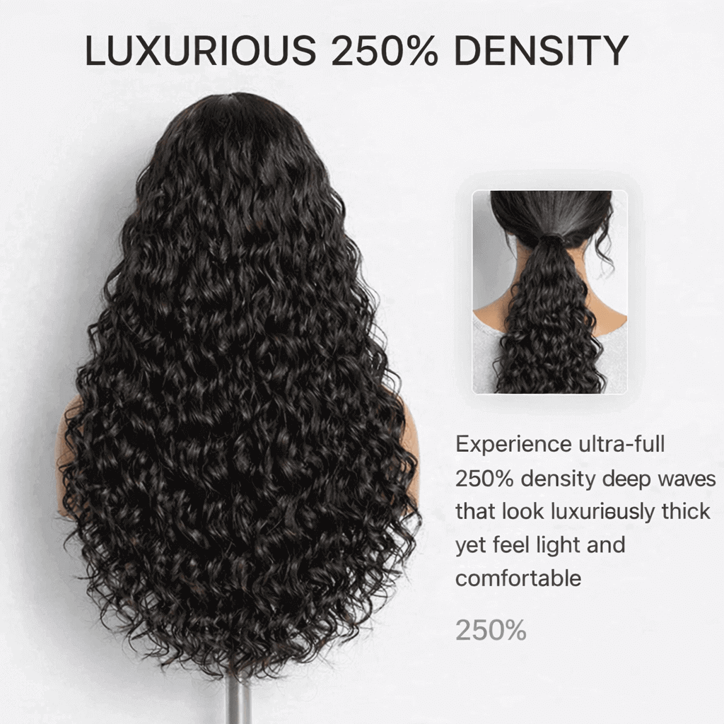 [210%-250% Density] FlexiGrip™ 13x4 HD Lace Front Deep Wave Wig Glueless 100% Human Hair