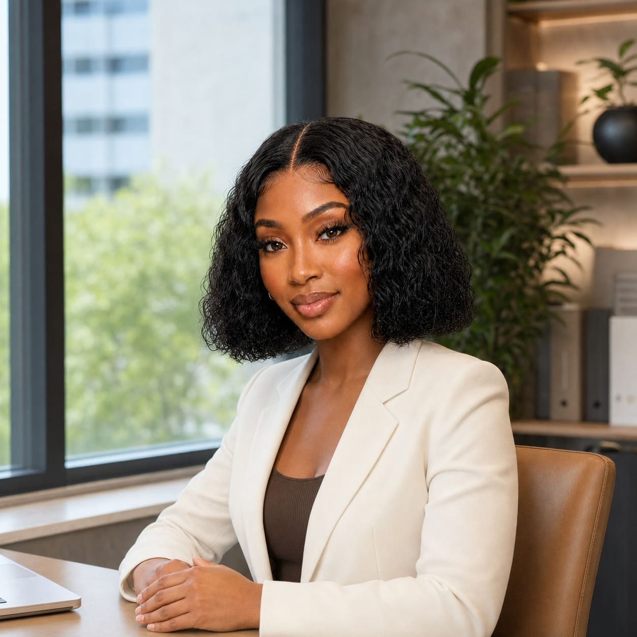 Natural Black Water Wave Bob Wig | Middle Part Glueless HD Lace Human Hair | Pre-Cut Ready to Wear