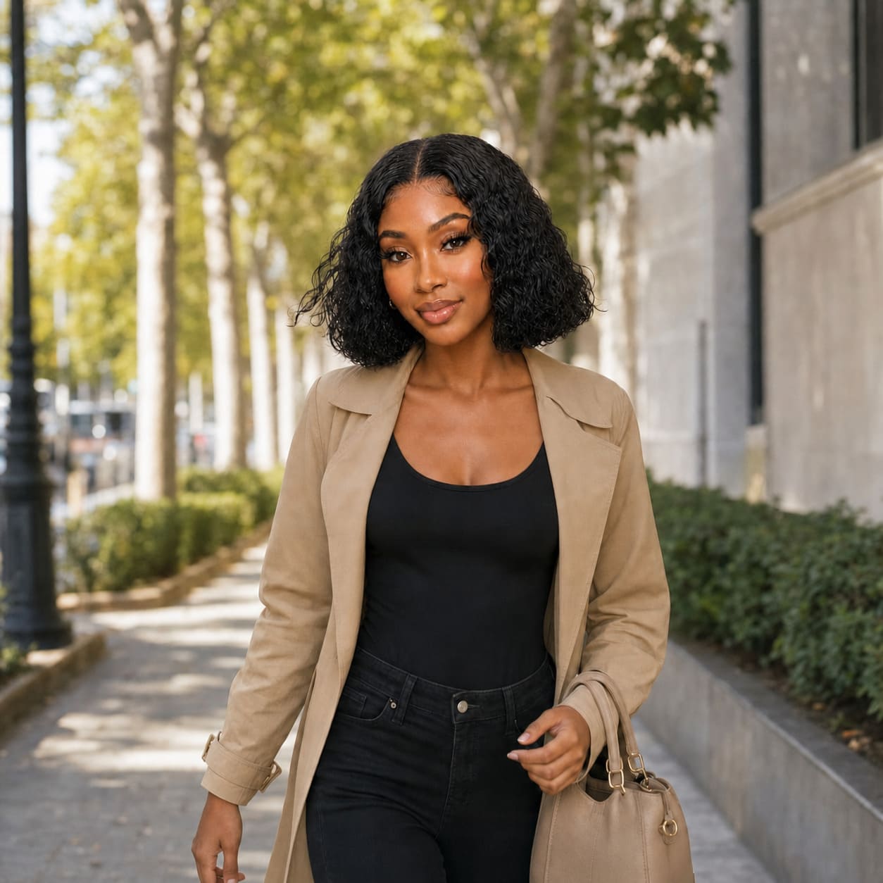 Natural Black Water Wave Bob Wig