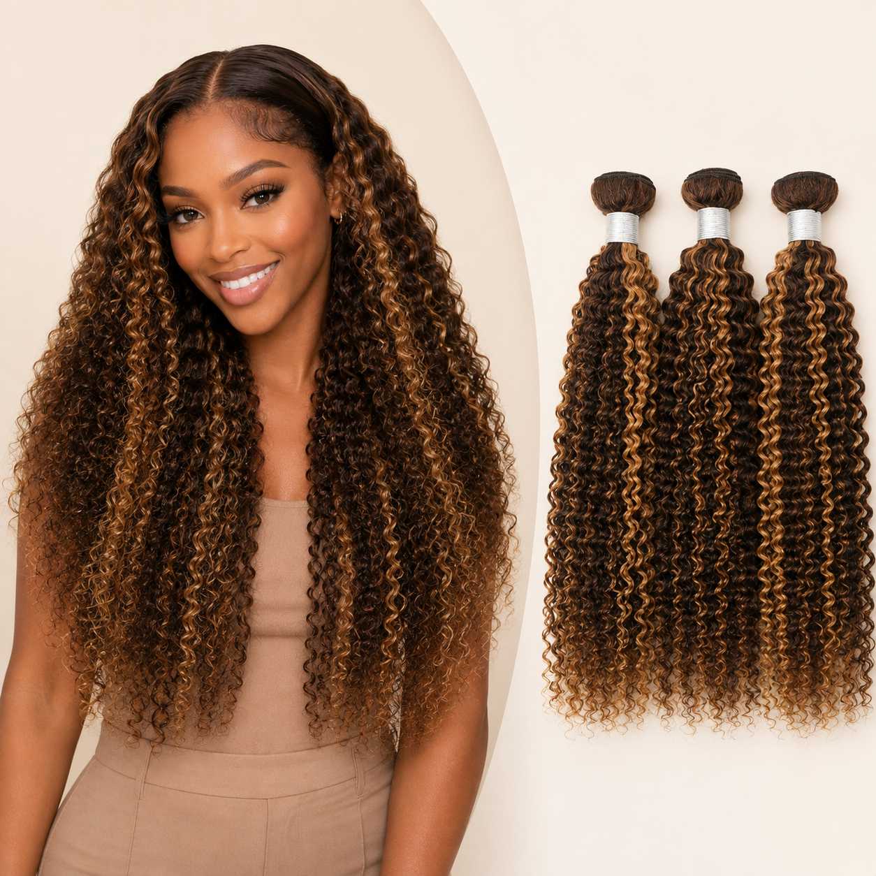 P4/27 Highlight Human Hair Bundles – Brown & Honey Blonde