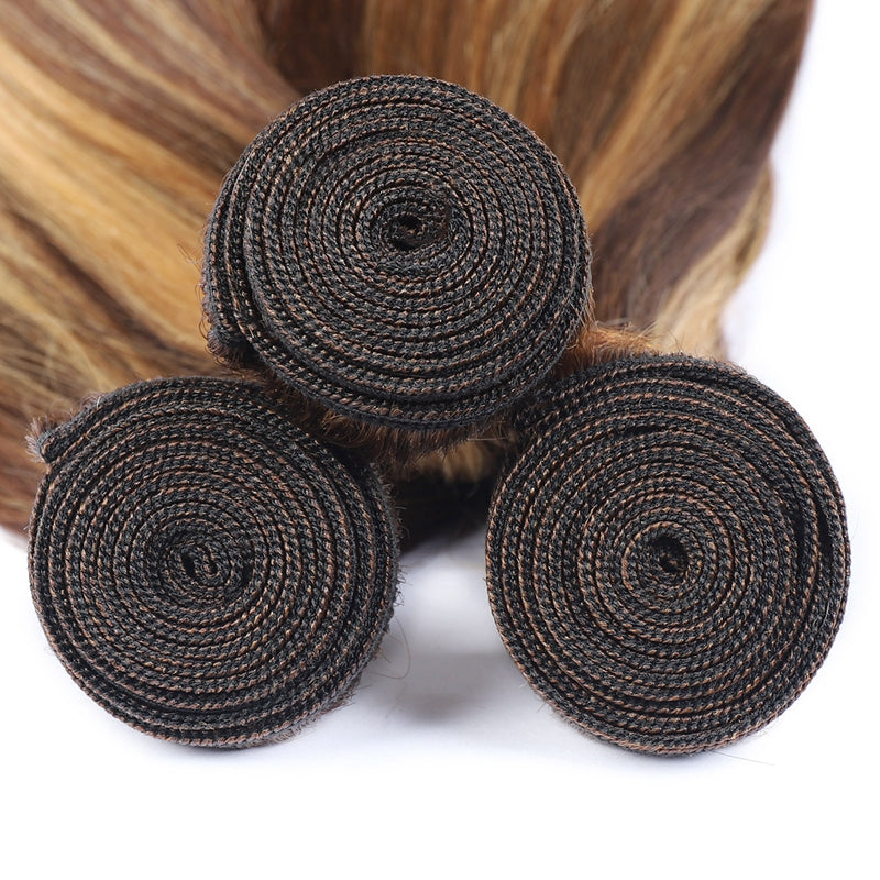 P4/27 Highlight Human Hair Bundles – Brown & Honey Blonde