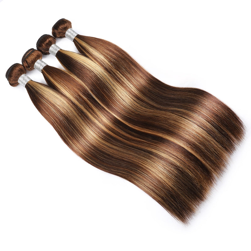 P4/27 Highlight Human Hair Bundles – Brown & Honey Blonde