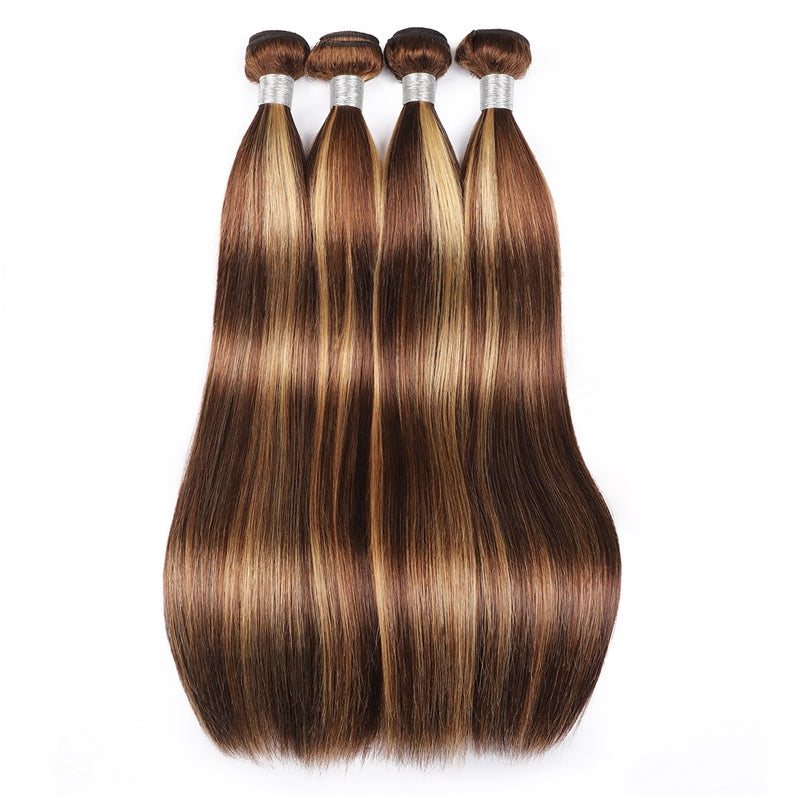 P4/27 Highlight Human Hair Bundles – Brown & Honey Blonde