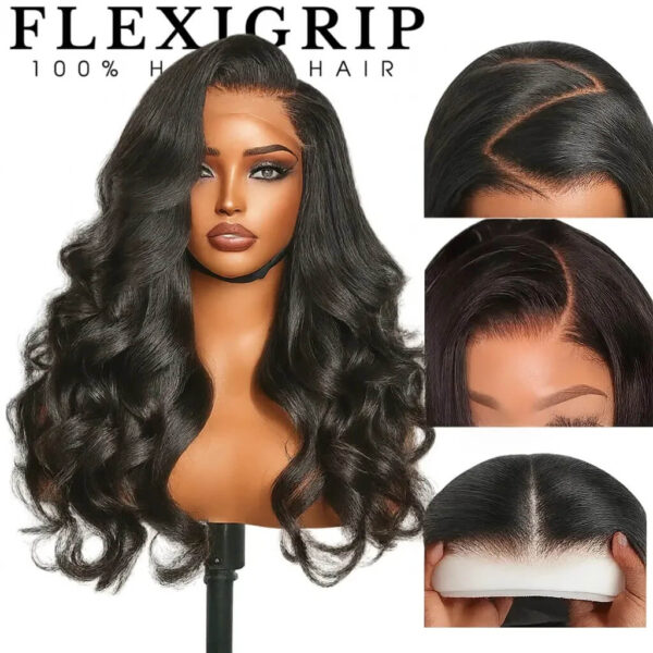 FLEXIGRIP 13x6 Body Wave HD Lace Front Wigs Human Hair for Women Lace Front Human Hair Wig with Baby Hair Natural Black